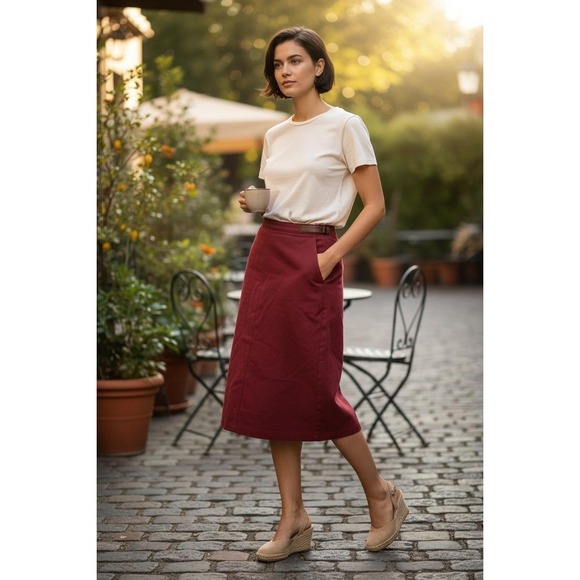 Vintage Gucci Wool Pencil Skirt with Leather Trim Size 44 (US size 12) - Picture 3 of 16